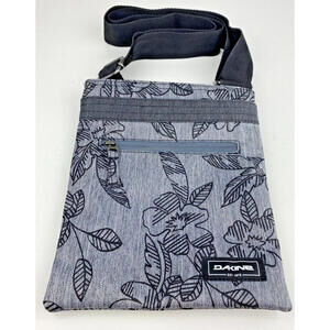 Dakine Jive Purse Cross Body Shoulder Bag Gray Black Floral Print EUC Wide Strap